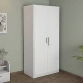 True living Solid wood 2 Door White wardrobe Laminated Finish & PU Finish (3 Ft*2 Ft*8 Ft)